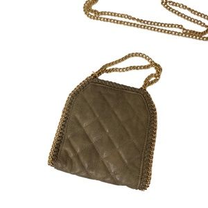J Soft Taupe Quilted Gold Metal Straps Magnetic Closure Purse